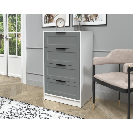 Kомод Тренд КТ-К60 (Белый ЛДСП/ Серый ЛМДФ) Ш600 В1020 Г451